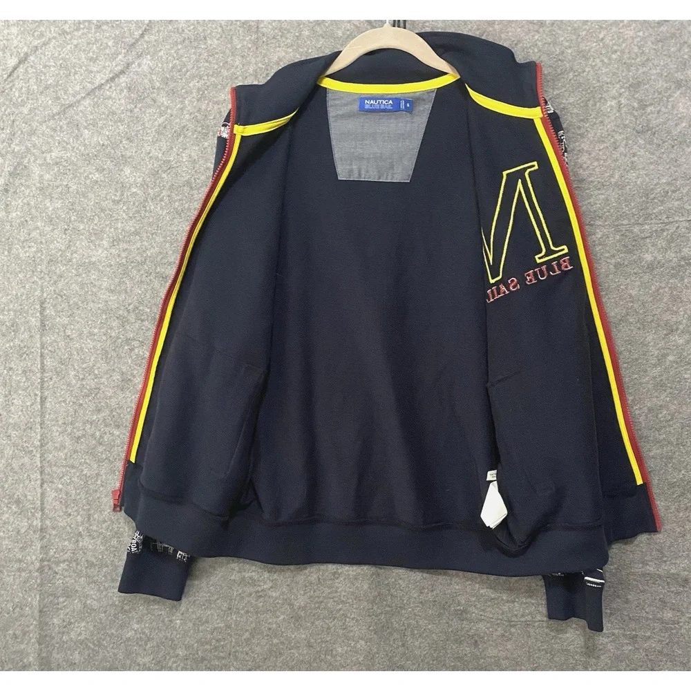 Nautica Blue Sail World River Racing Jacket Mens Sz‎ S Blue Embroidered Pockets